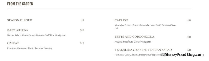 Screenshot of Soup and Salad Menu