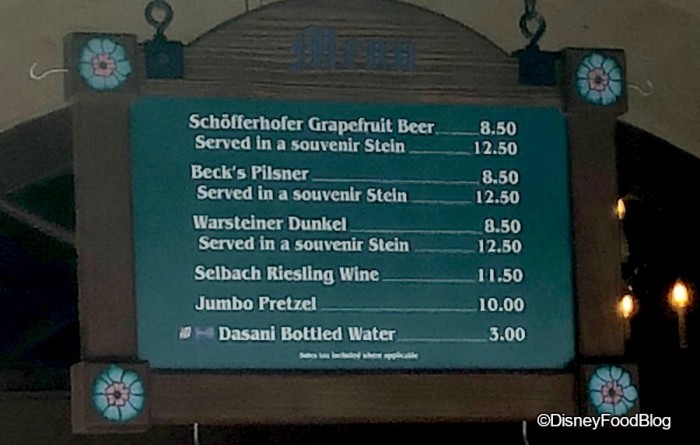 Germany Bier Cart Menu