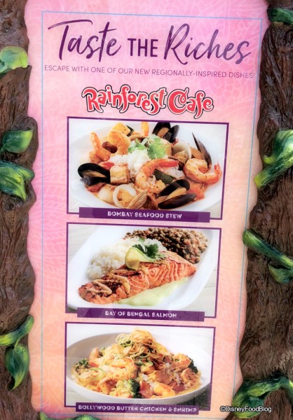 Rainforest Cafe Menu