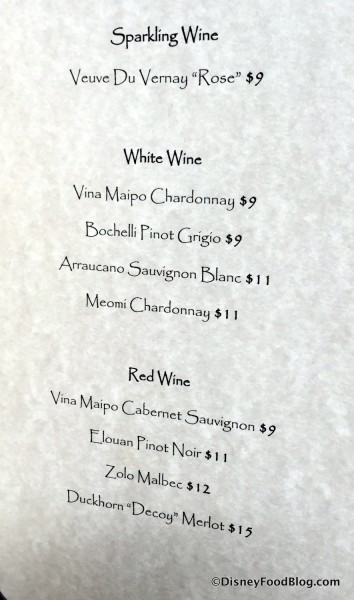 Wine Menu