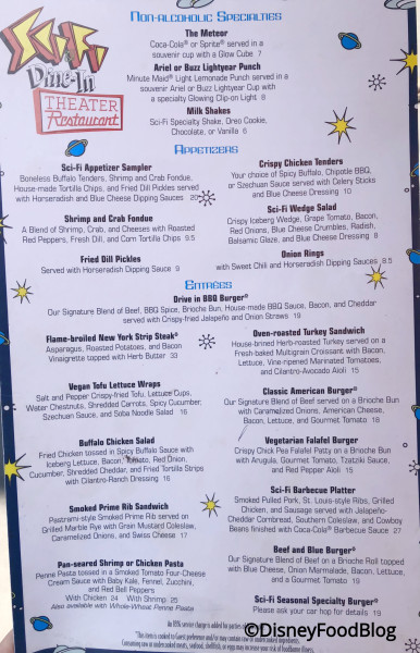 Sci-Fi Dine-In Menu