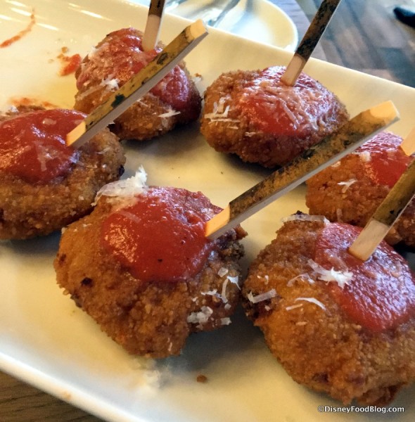Crispy Mac and Cheese Bites at Wine Bar George
