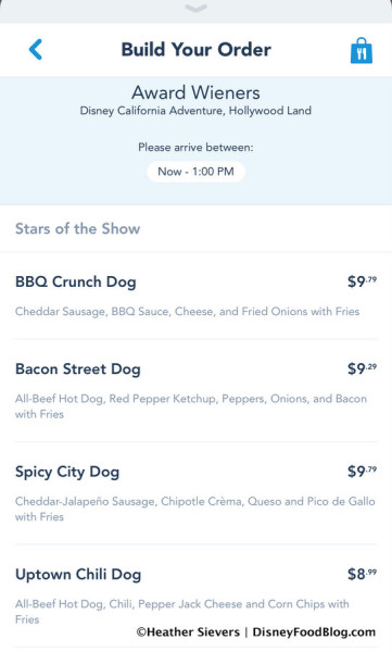 Award Wieners Menu Screenshot on Mobile Order