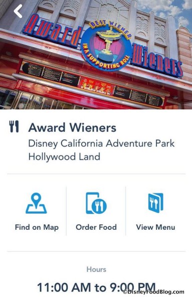 Award Wieners Mobile Order Screenshot