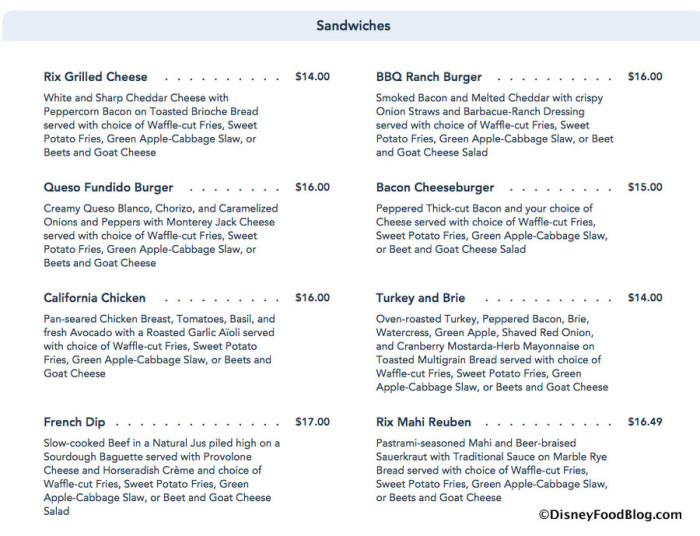 Rix Sports Bar & Grill Menu screenshot