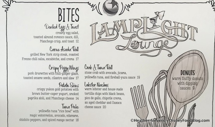 Lamplight Lounge Bites Menu