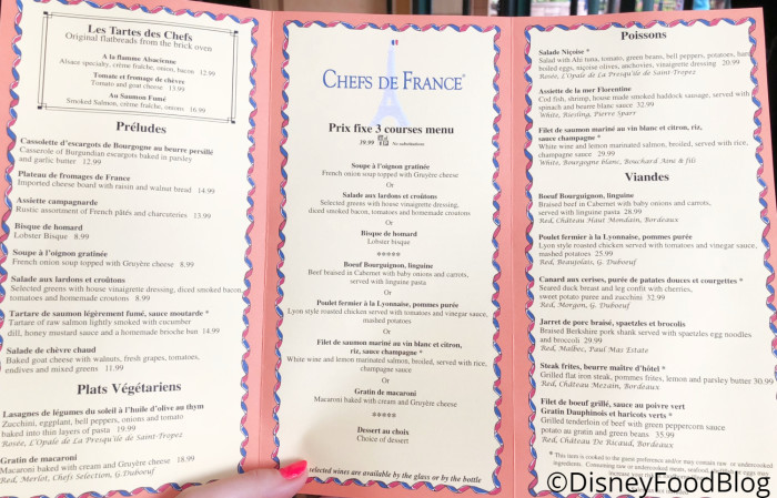 Les Chefs de France Menu