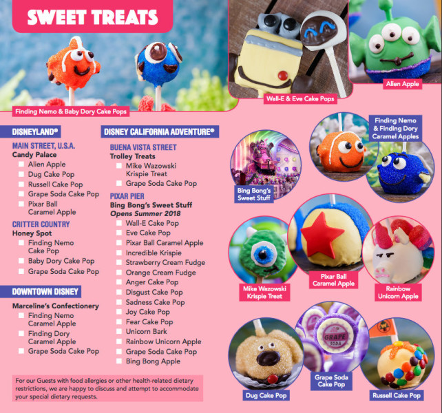 Pixar Fest Food Guide ©Disney