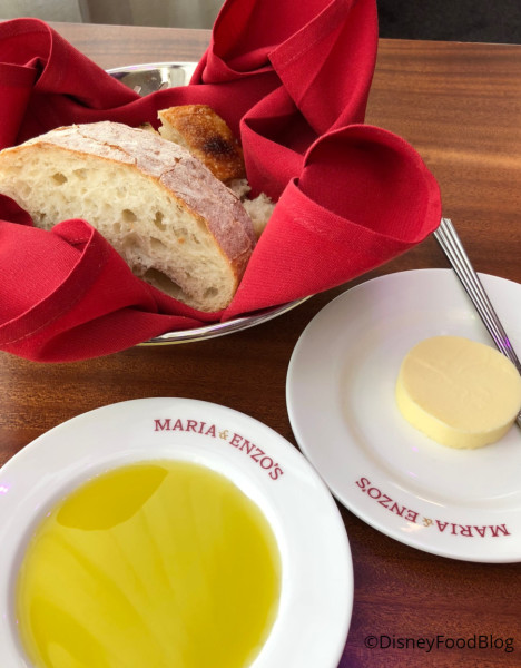 Complimentary bread at Maria & Enzo's