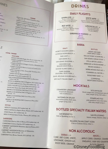 Maria & Enzo's Drinks Menu