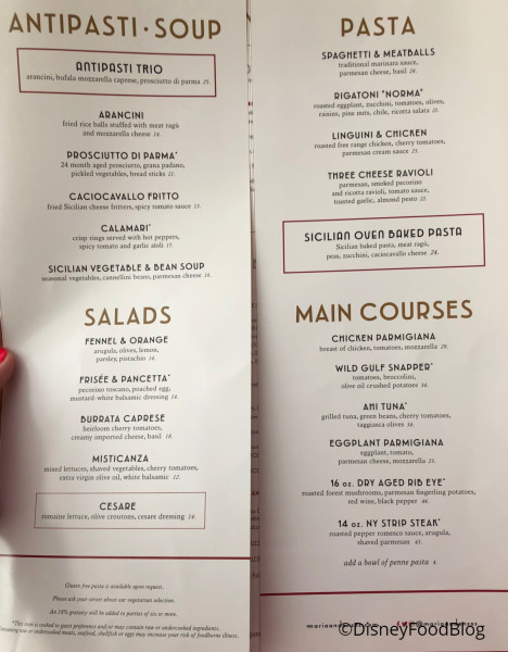 Maria & Enzo's Menu