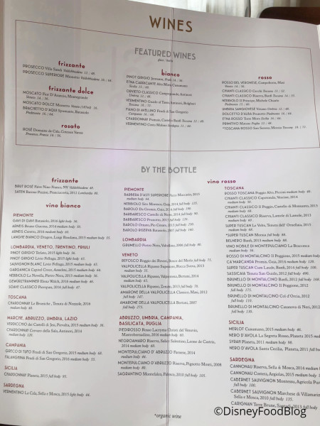 Maria & Enzo's Wine List