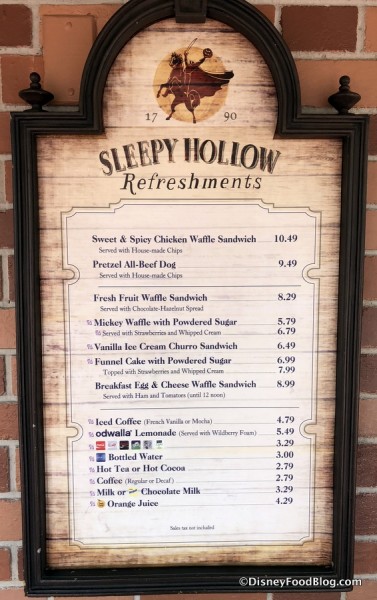 Sleepy Hollow Menu