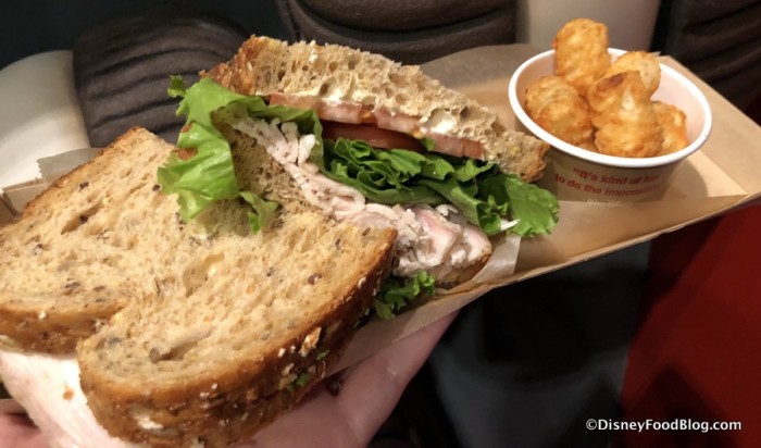 Smoked Turkey, Tomato, and Lettuce on Multigrain Bread with Potato Barrels