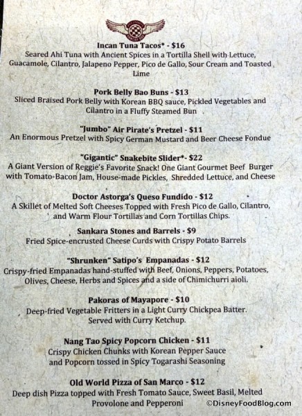 Jock Lindsey's Hangar Bar Menu