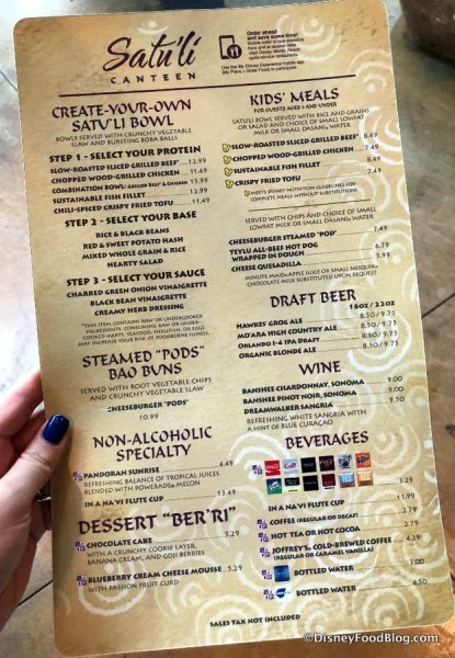 Satu'li Canteen Menu