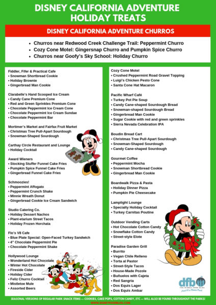 Disney California Adventure Holiday Treats Printable Checklist